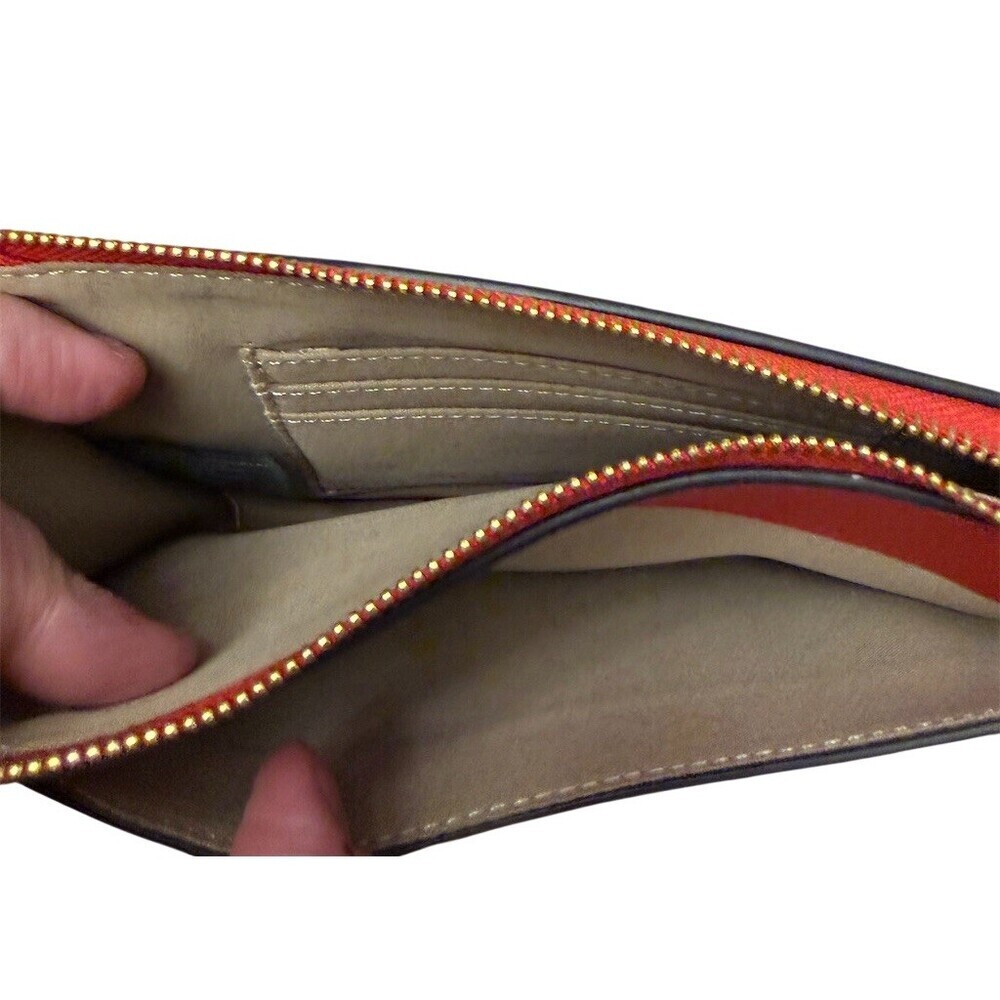 Nanette Lepore Wristlet Pouch Small Red Gold Strap - Picture 5 of 6